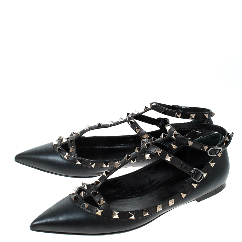 studded ankle strap flats