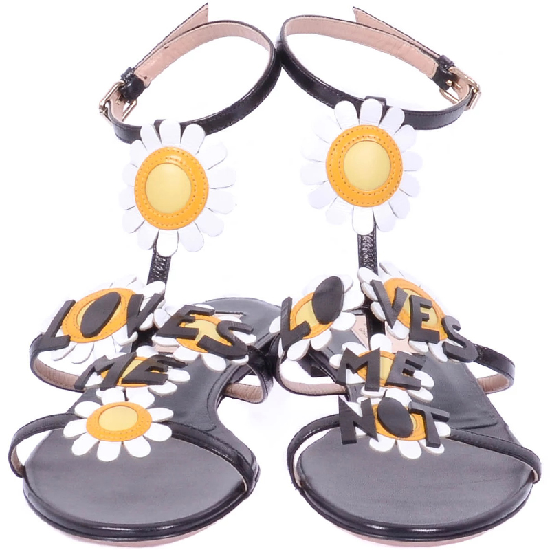 

Valentino Black Loves Me Not Floral Sandals Size