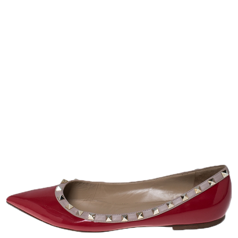 

Valentino Red Patent Leather Rockstud Ballet Flats Size