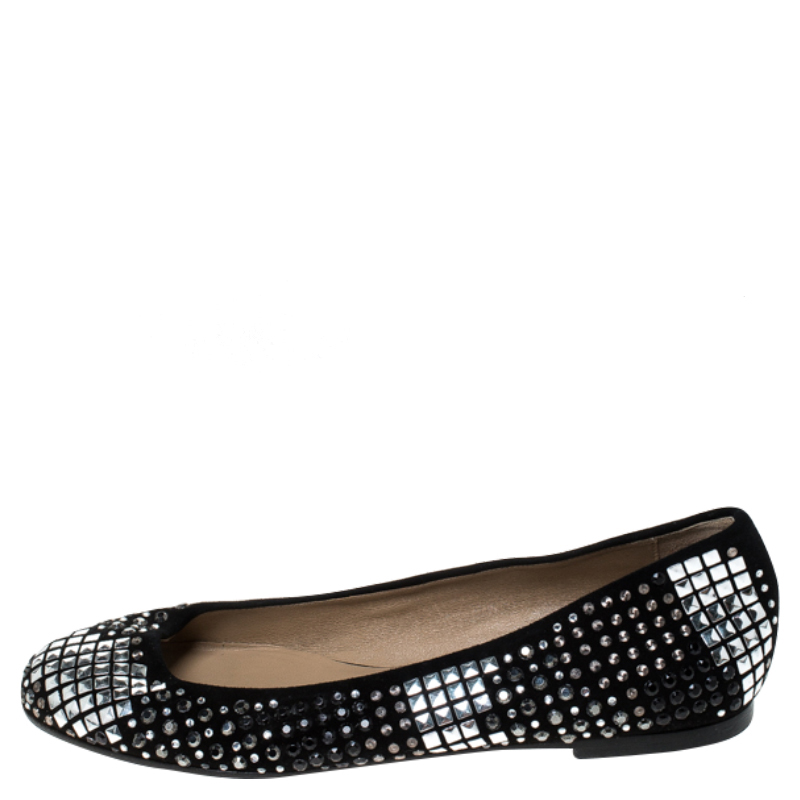 

Valentino Black Suede With Studs And Crystals Ballet Flats Size