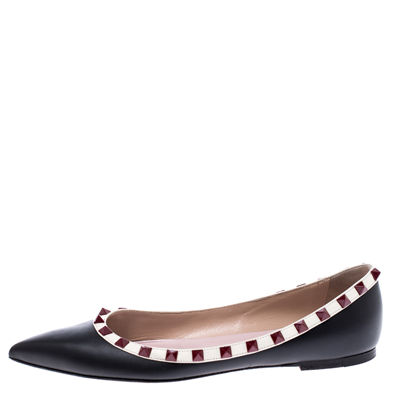 

Valentino Black Leather Rockstud Ballet Flats Size