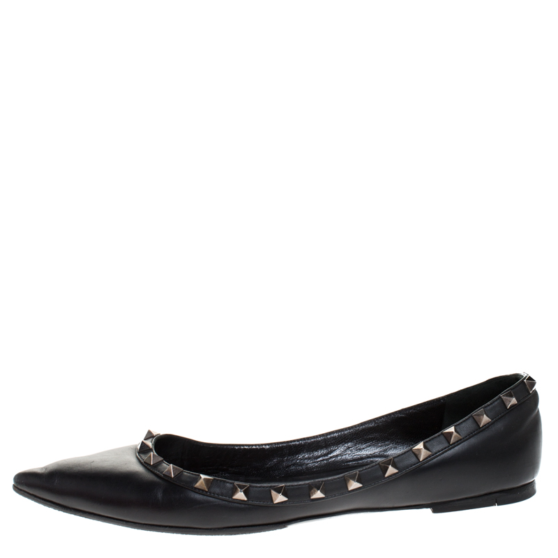 

Valentino Black Leather Rockstud Ballet Flats Size