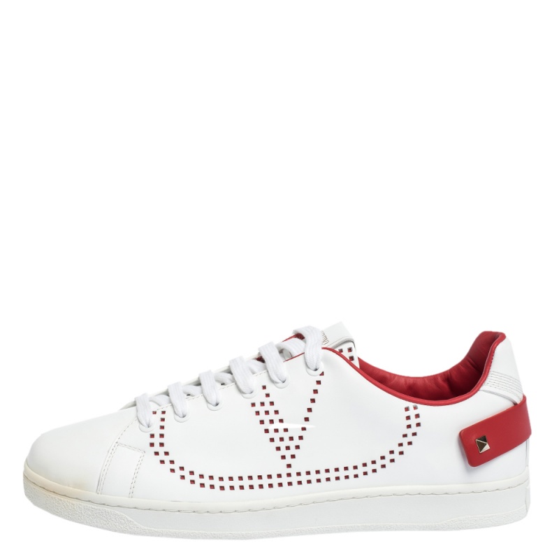 

Valentino Garavani White V-Logo Leather Sneakers Size IT