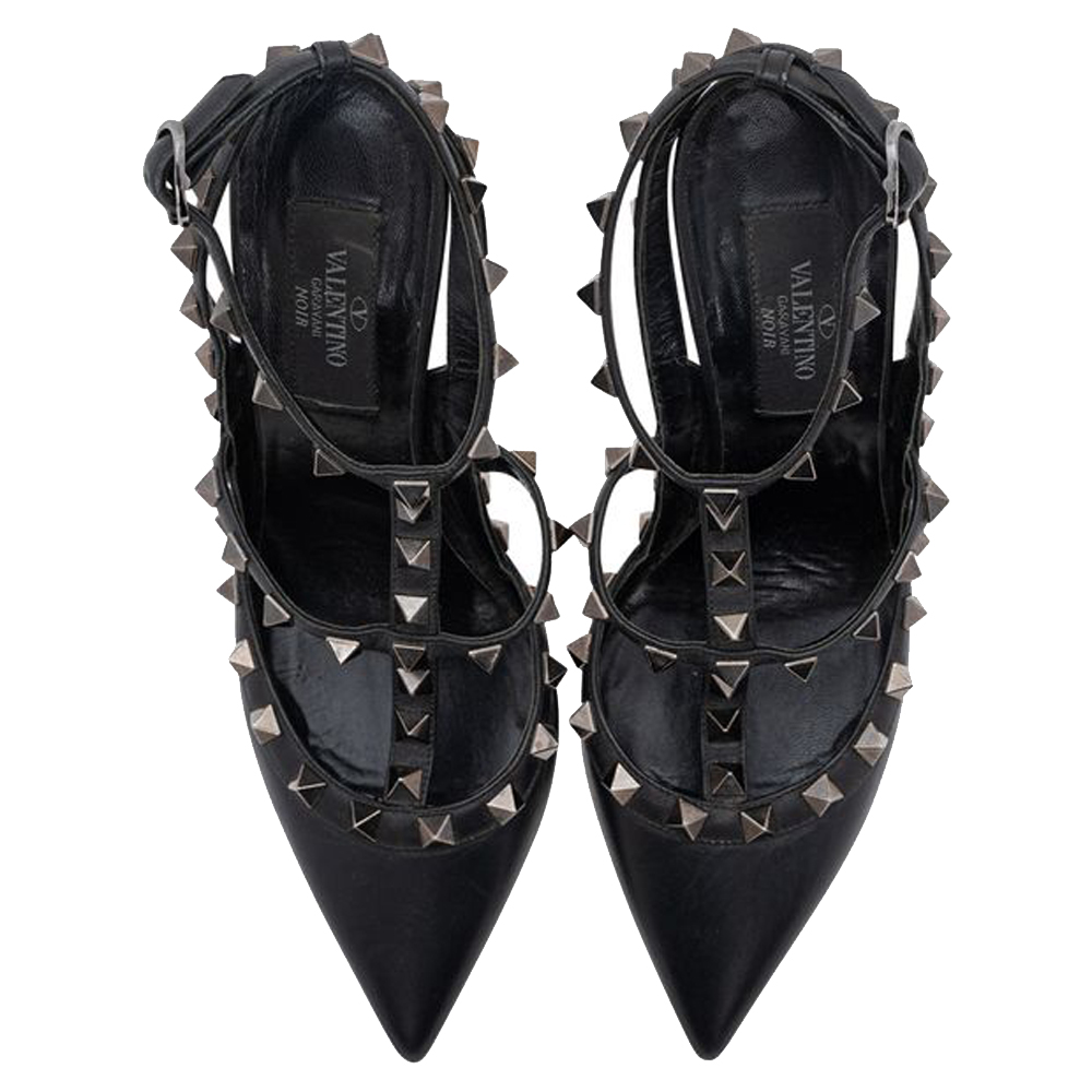 

Valentino Black Leather Rockstud Sandals