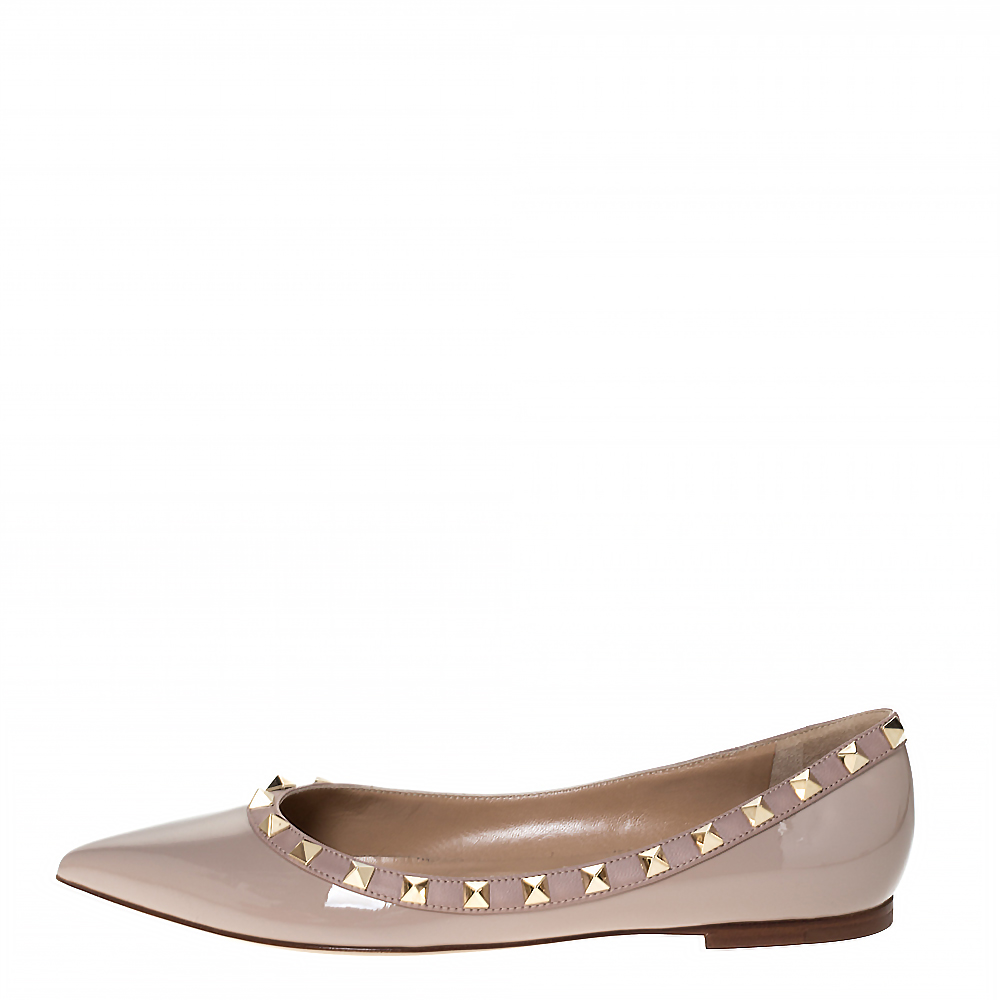 

Valentino Nude Patent Leather Rockstud Ballet Flats Size, Beige