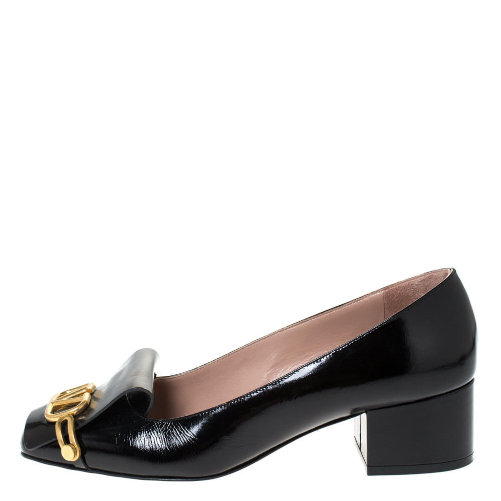 

Valentino Black Leather Vlogo Club Pumps Size