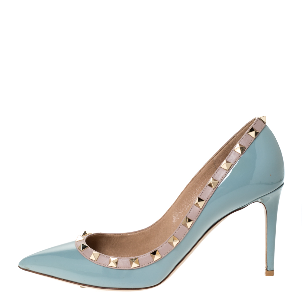 

Valentino Grey Patent Leather Rockstud Pointed Toe Pumps Size