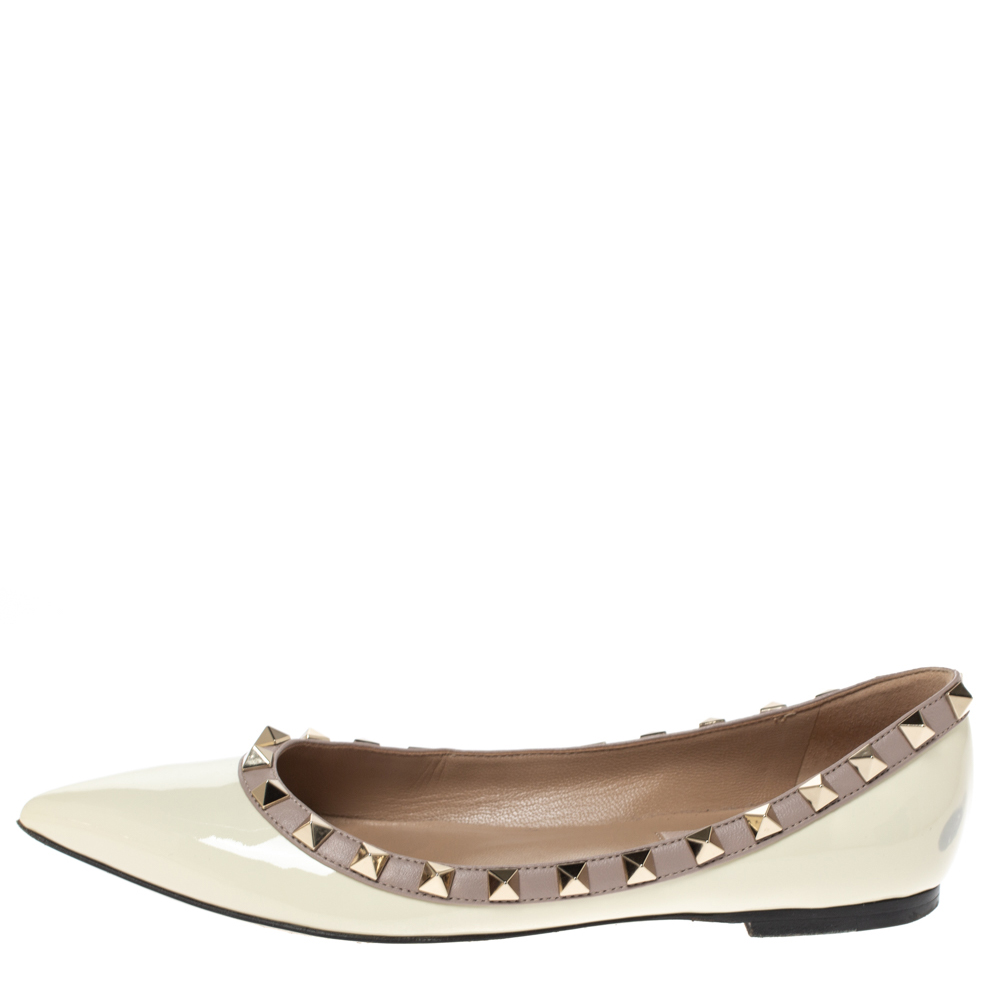 

Valentino White Patent Leather Rockstud Ballet Flats Size