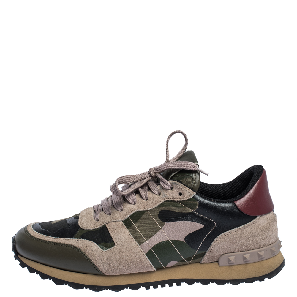 

Valentino Multicolor Camo Suede And Leather Rockrunner Sneakers Size