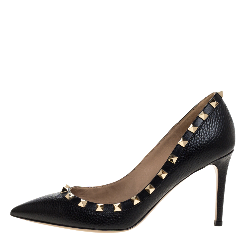 

Valentino Black Leather Rockstud Pointed Toe Pumps Size
