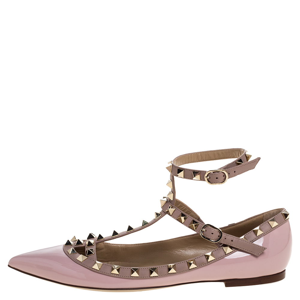 

Valentino Pink Patent And Leather Rockstud Ballet Flats Size