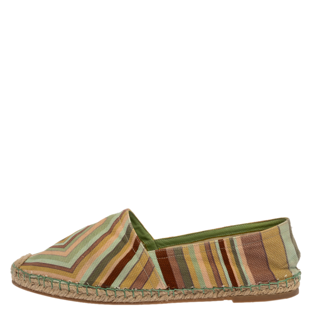 

Valentino Multicolor Canvas Slip On Espadrille Flats Size