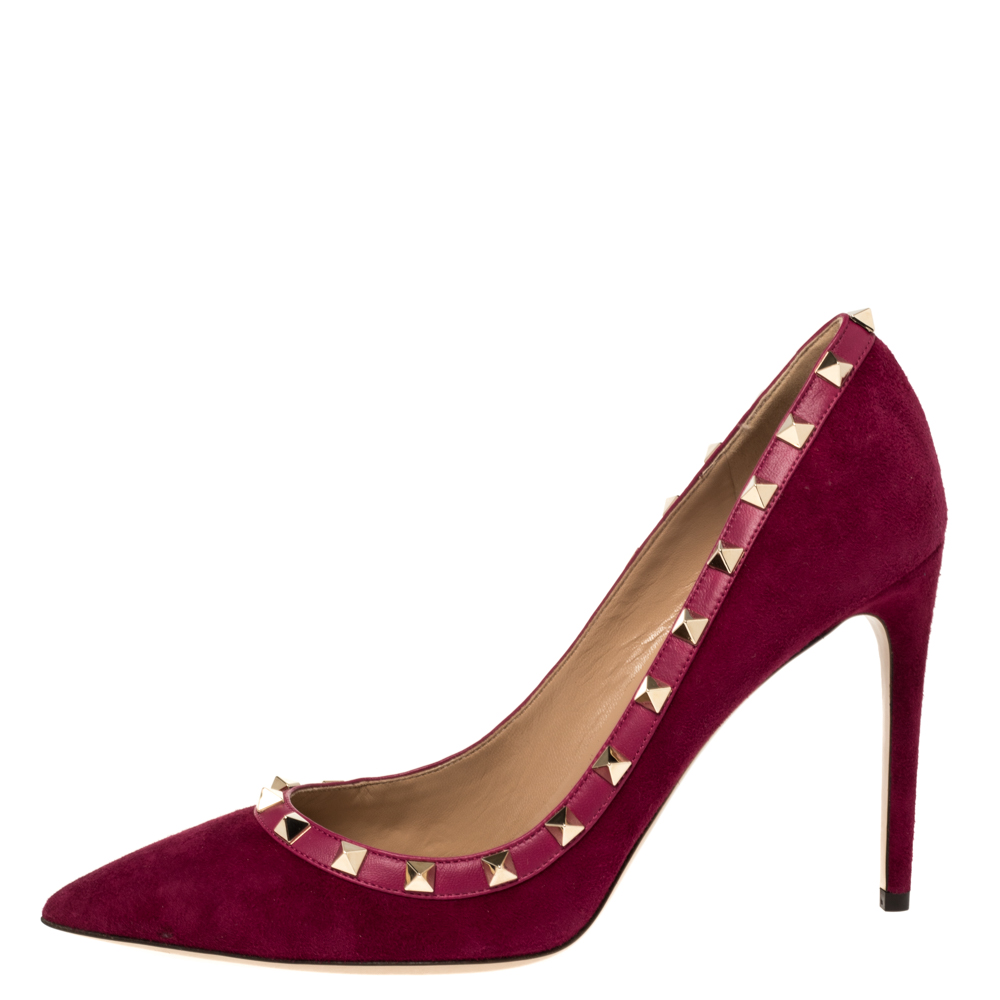 

Valentino Magenta Suede Rockstud Pointed Toe Pumps Size, Pink