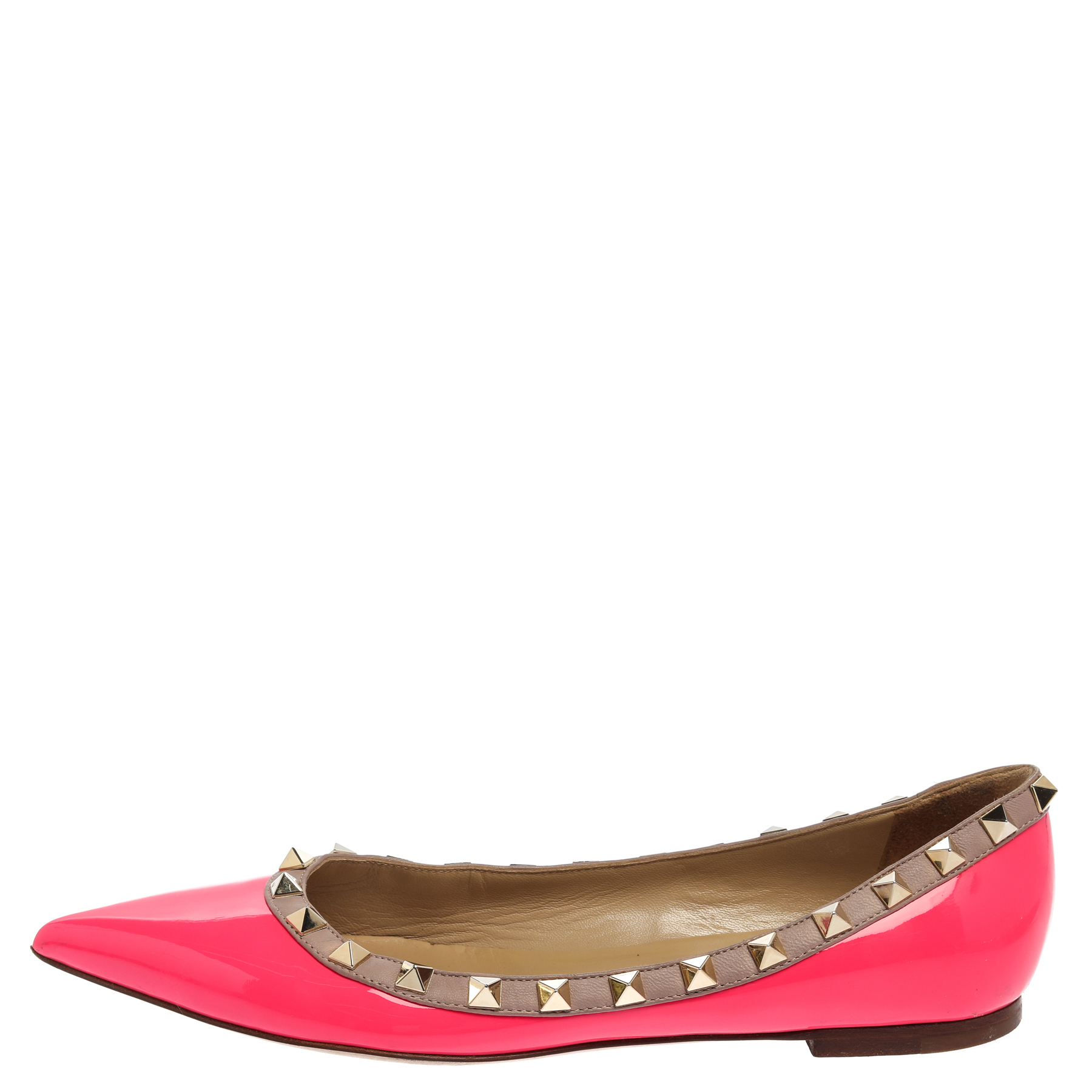 

Valentino Pink Patent Leather Rockstud Pointed Toe Flats Size