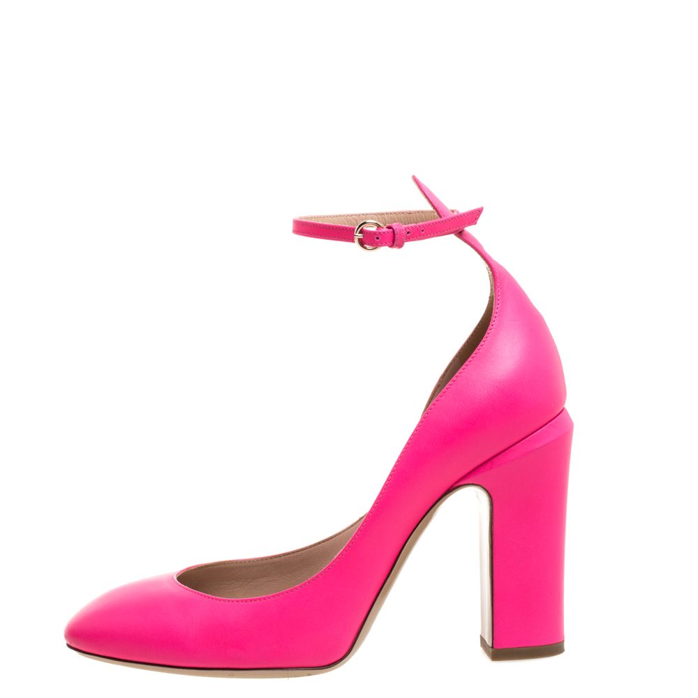 

Valentino Pink Leather Tango Ankle Strap Pumps Size