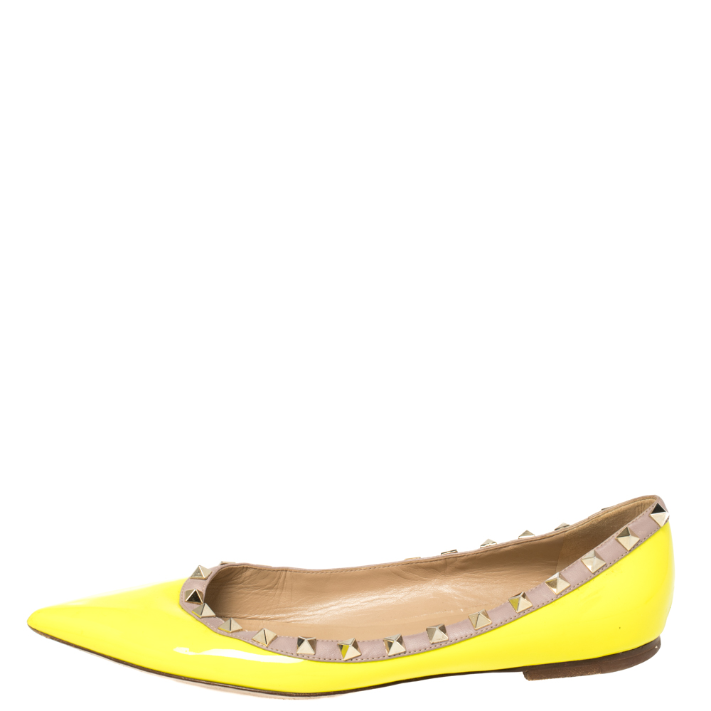

Valentino Neon Green Patent Leather Rockstud Ballet Flats Size