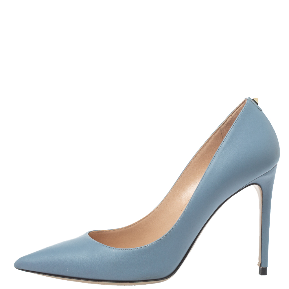Valentino Blue Leather Pointed Toe Pumps Size