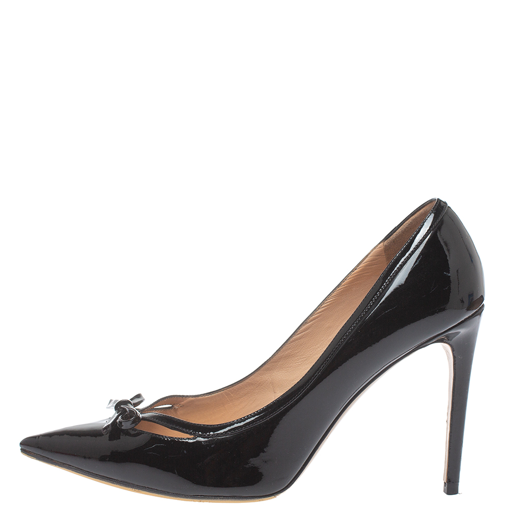 

Valentino Black Patent Leather Bow Pointed Toe Pumps Size