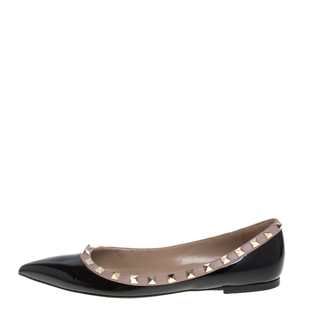 

Valentino Black Patent Leather Rockstud Ballet Flats Size