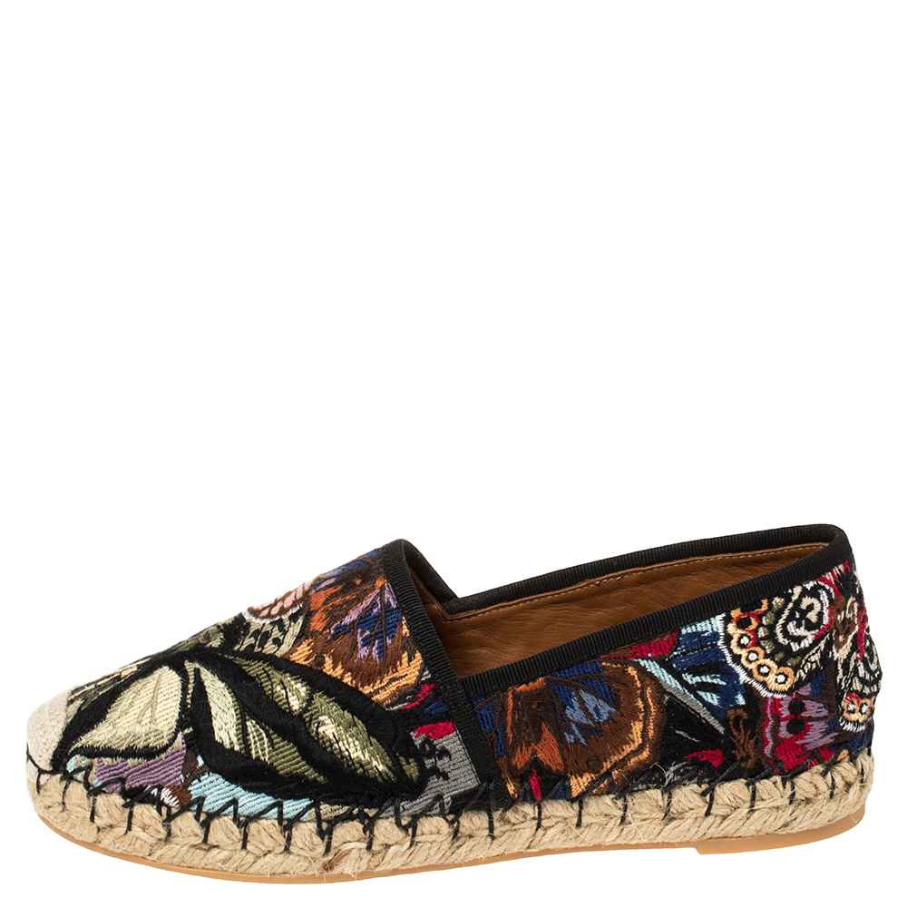 

Valentino Multicolor Canvas Embroidered Espadrille Flats Size
