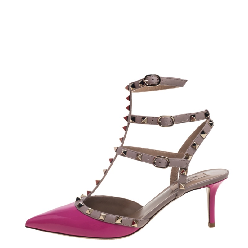 

Valentino Pink Patent Leather And Leather Rockstud Pumps Size