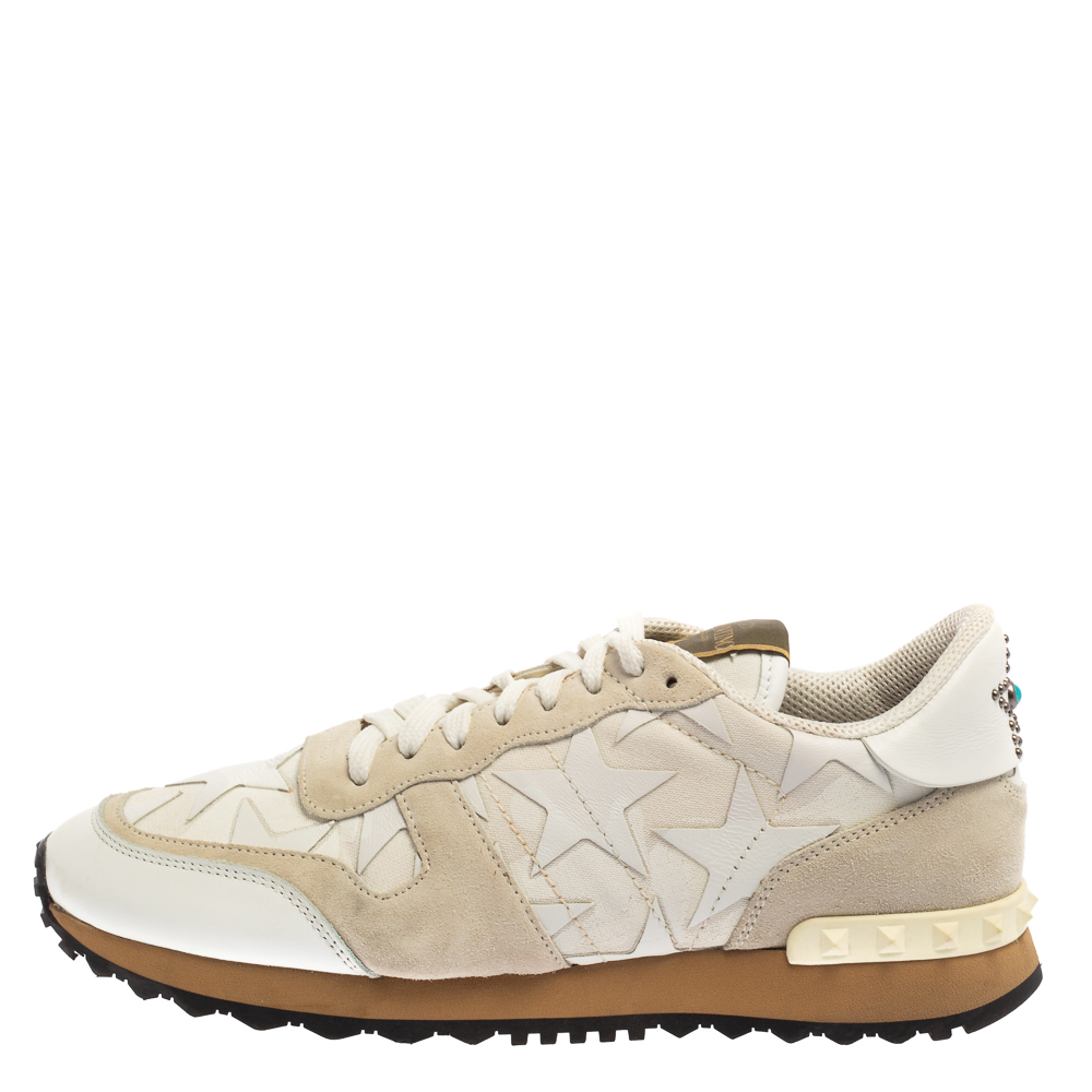 

Valentino White Suede And Canvas Rockrunner Camustars Sneakers Size
