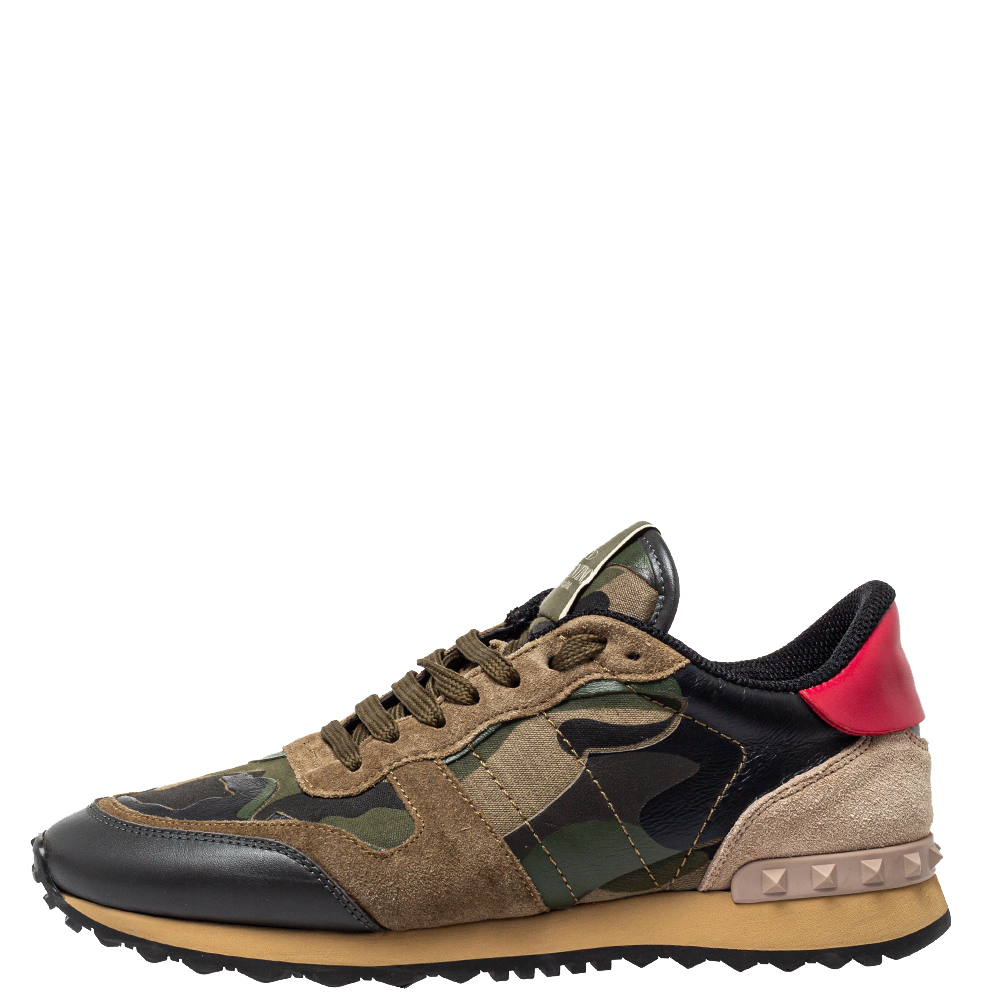 

Valentino Leather, Suede Multicolor Camouflage Rockrunner Sneaker Size