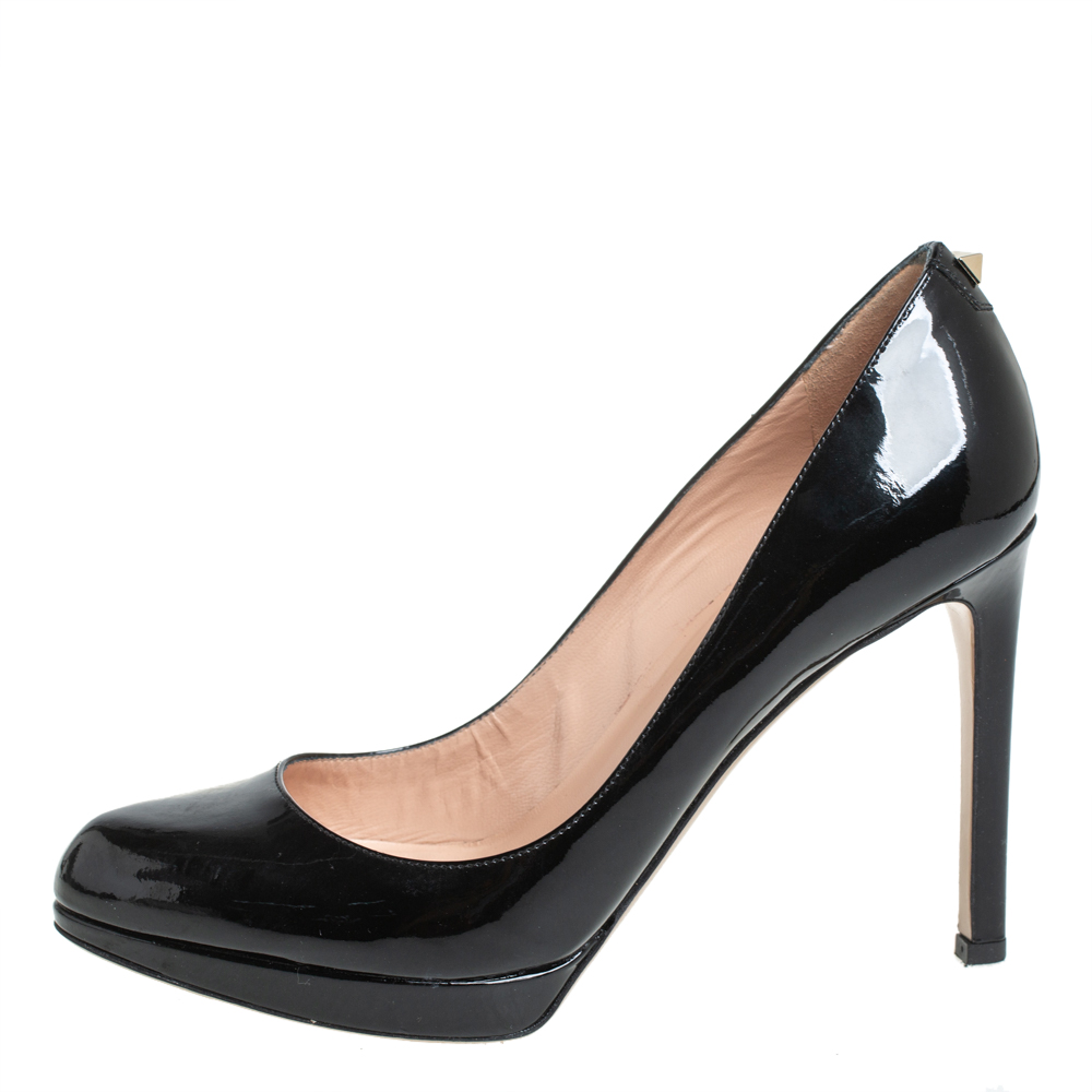 

Valentino Black Patent Leather Pointed Toe Platform Pumps Size