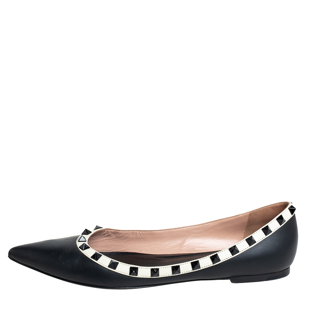 

Valentino Black Leather Rockstud Ballet Flats Size