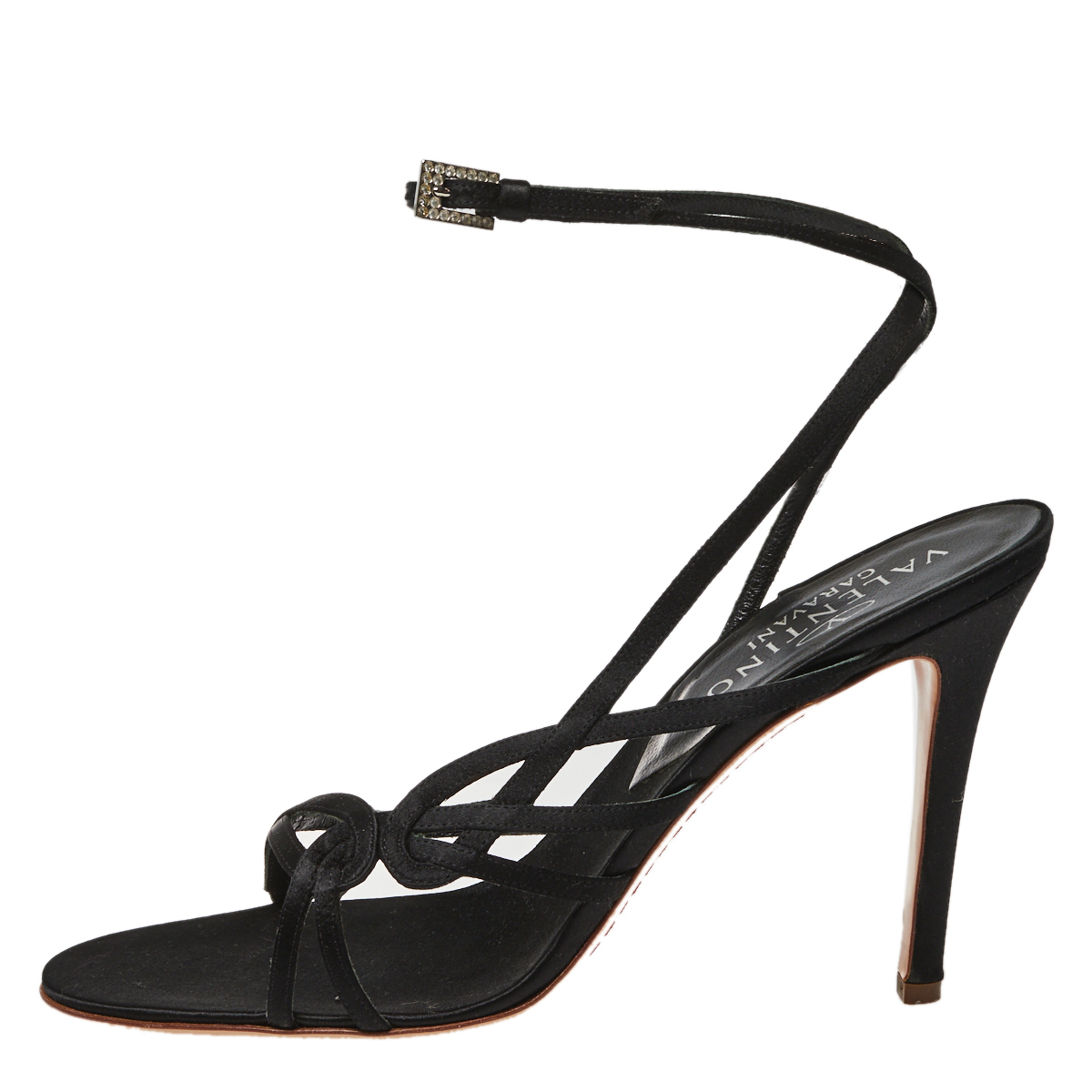 

Valentino Black Satin Ankle Strap Sandals Size