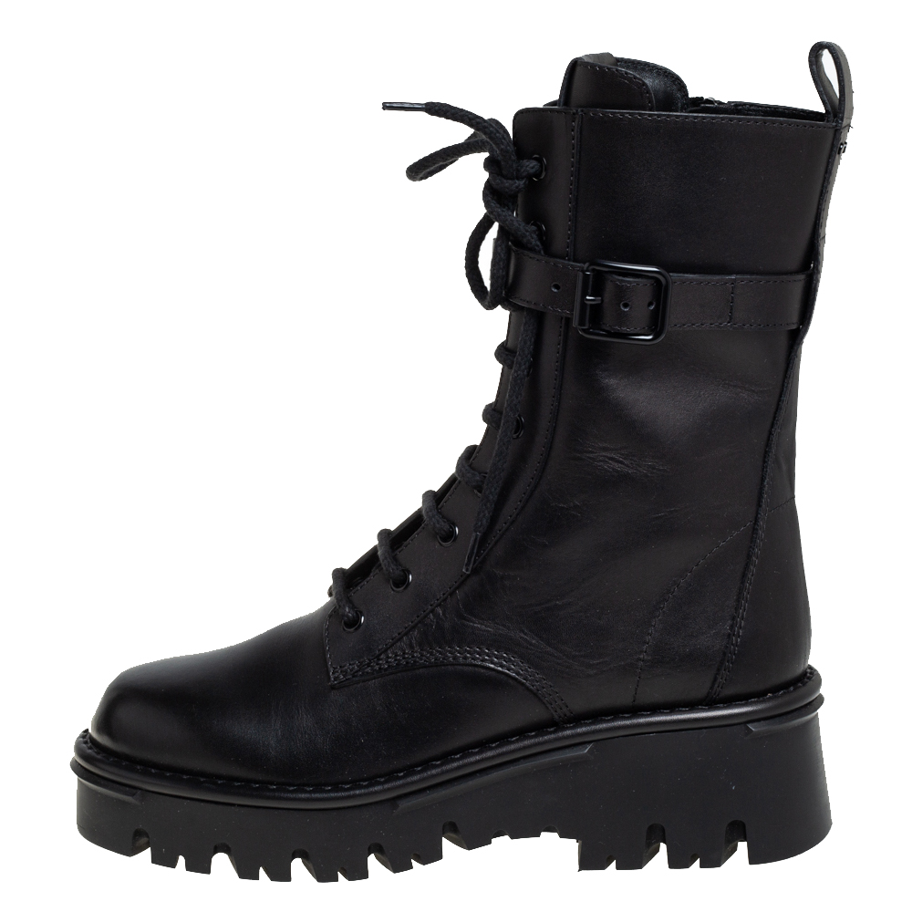 

Valentino Black Leather Combat Boots Size