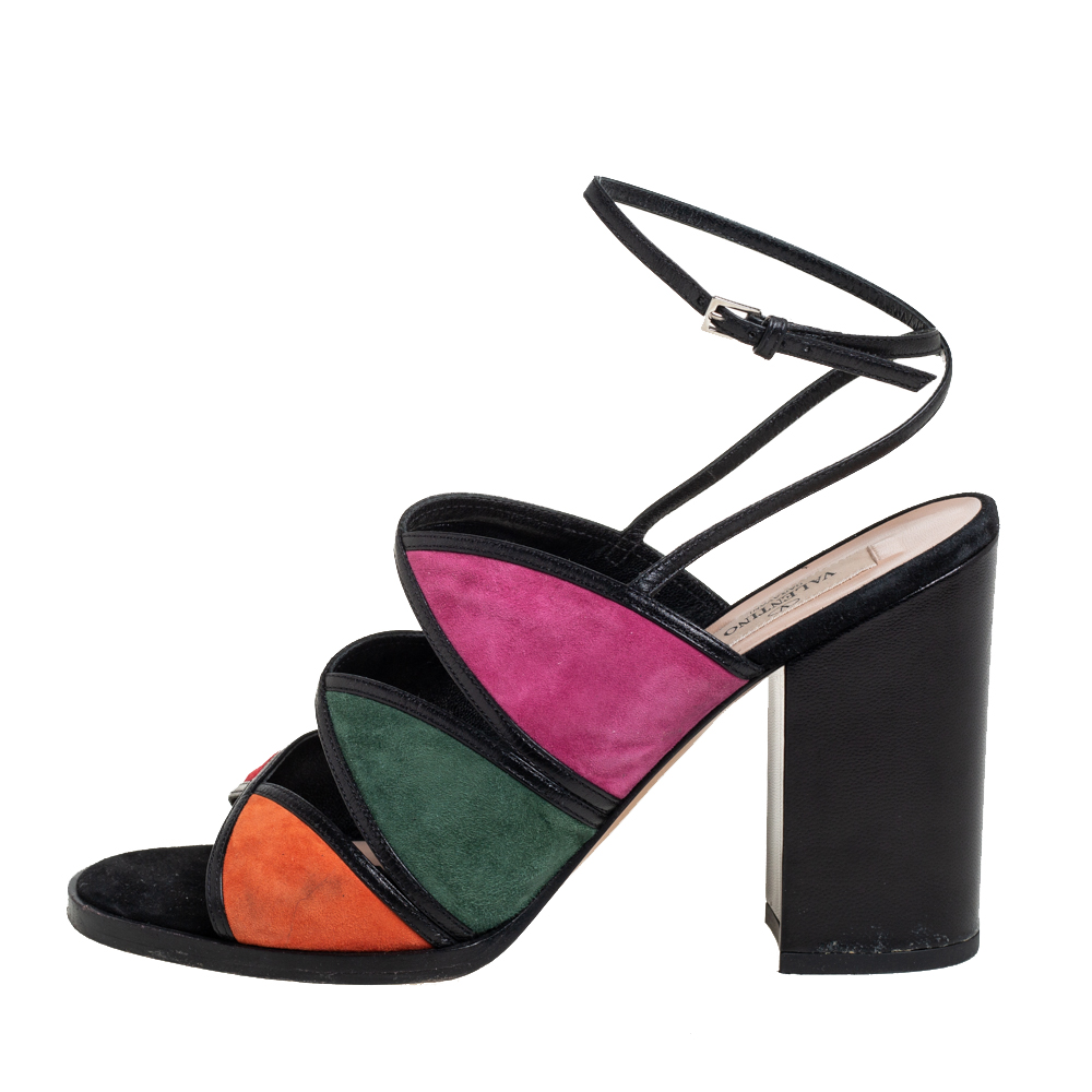 

Valentino Multicolour Suede And Leather Ankle Wrap Sandals Size, Multicolor