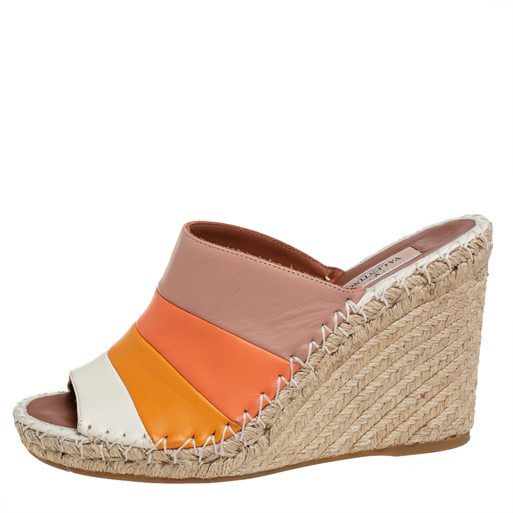 

Valentino Multicolor Leather Wedge Sandals Size