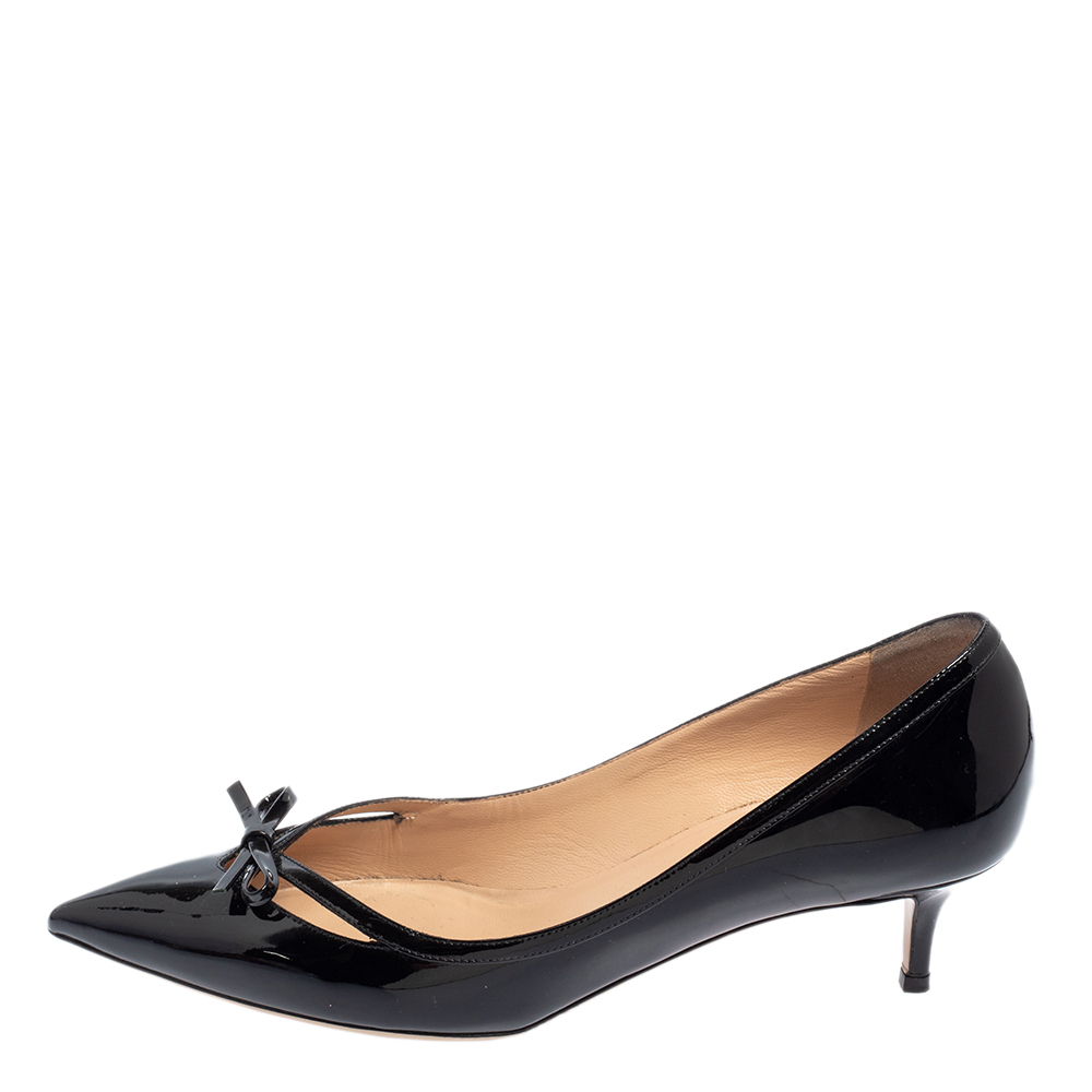 

Valentino Black Patent Leather Bow Pointed Toe Pumps Size