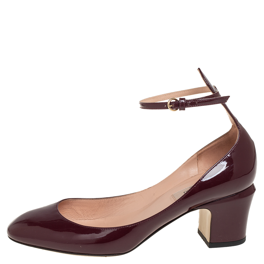 

Valentino Brown Patent Leather Ankle Strap Pumps Size