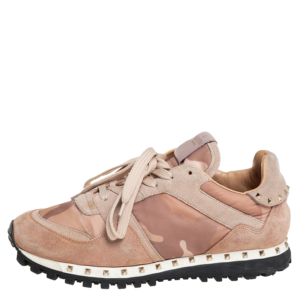 

Valentino Beige Canvas And Suede Rockrunner Sneakers Size