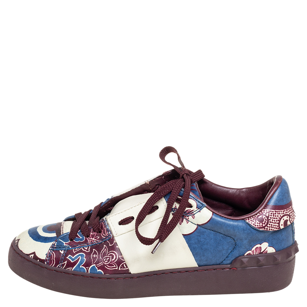 

Valentino Multicolor Floral Printed Leather Low Top Sneakers Size
