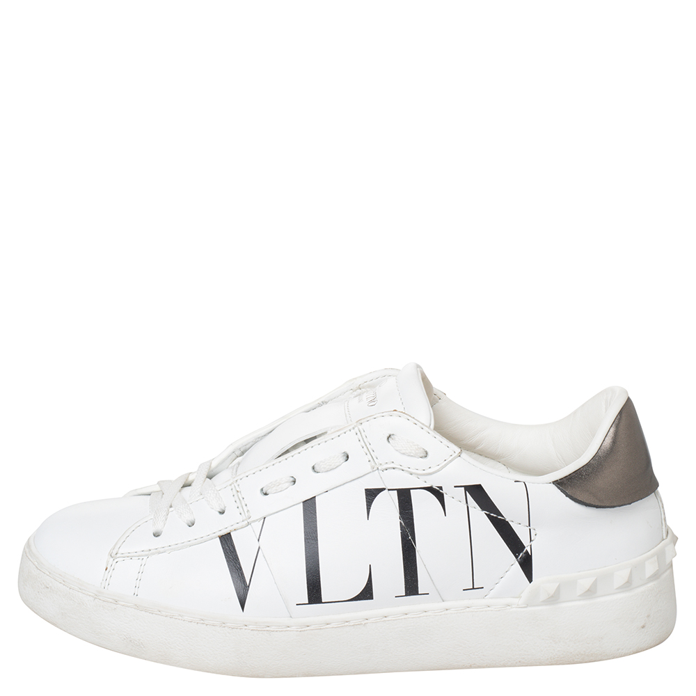 

Valentino White Leather Rockstud Low Top Sneakers Size