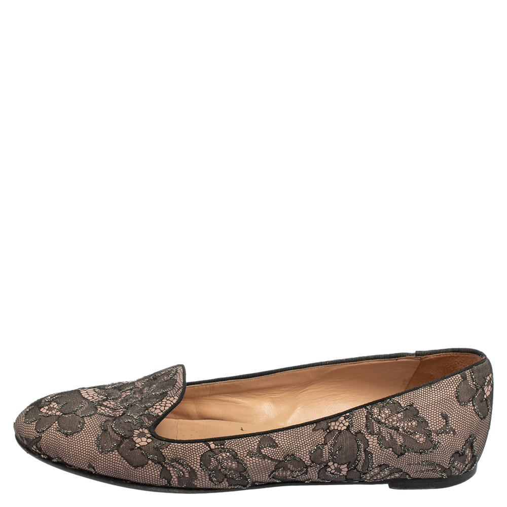 

Valentino Black Lace And Satin Ballet Flats Size