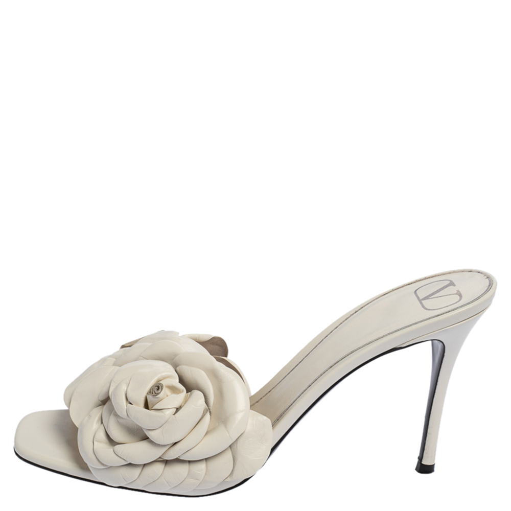 

Valentino White Leather Atelier Sandals Size, Beige