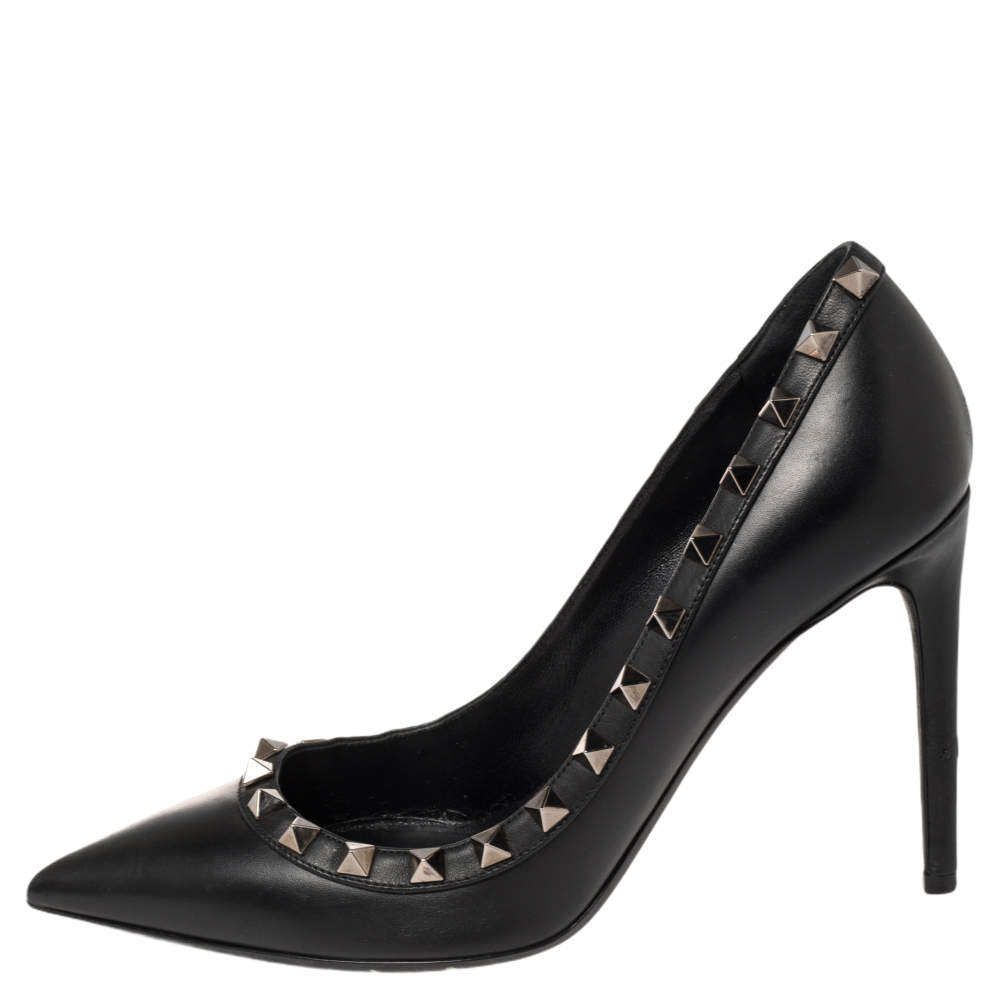 

Valentino Black Leather Rockstud Pointed Toe Pumps Size