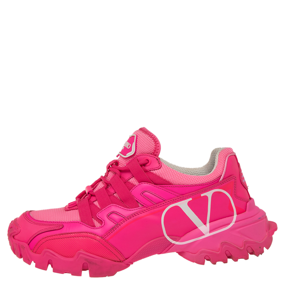 

Valentino Hot Pink Leather and Mesh Climbers Sneakers Size