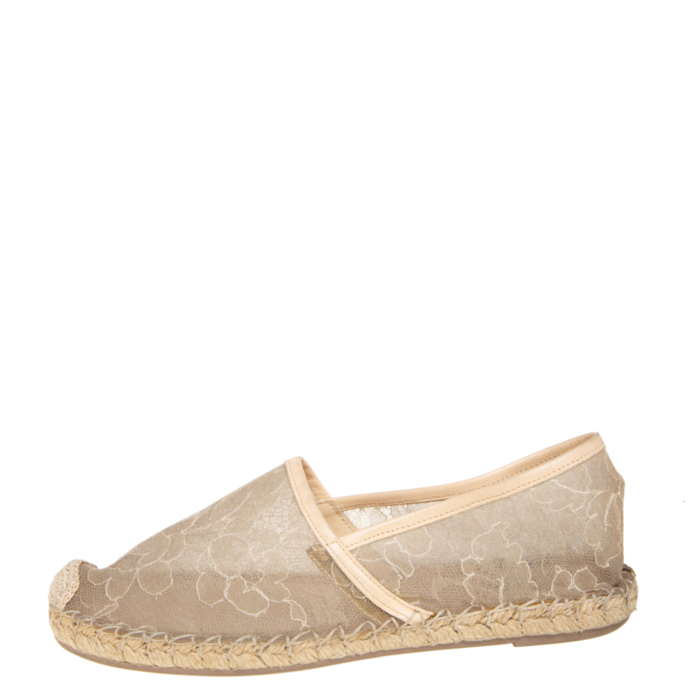 

Valentino Cream Lace Espadrille Flats Size