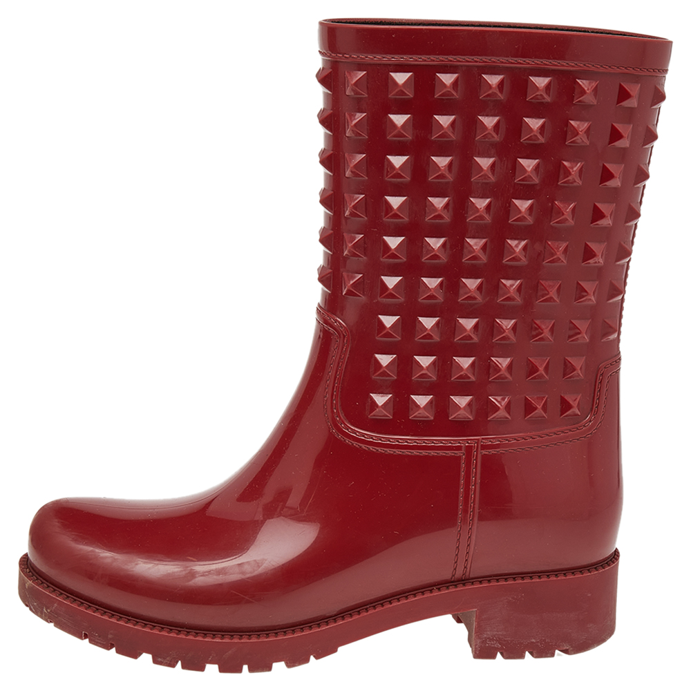 

Valentino Red Rubber Rockstud Rain Boots Size