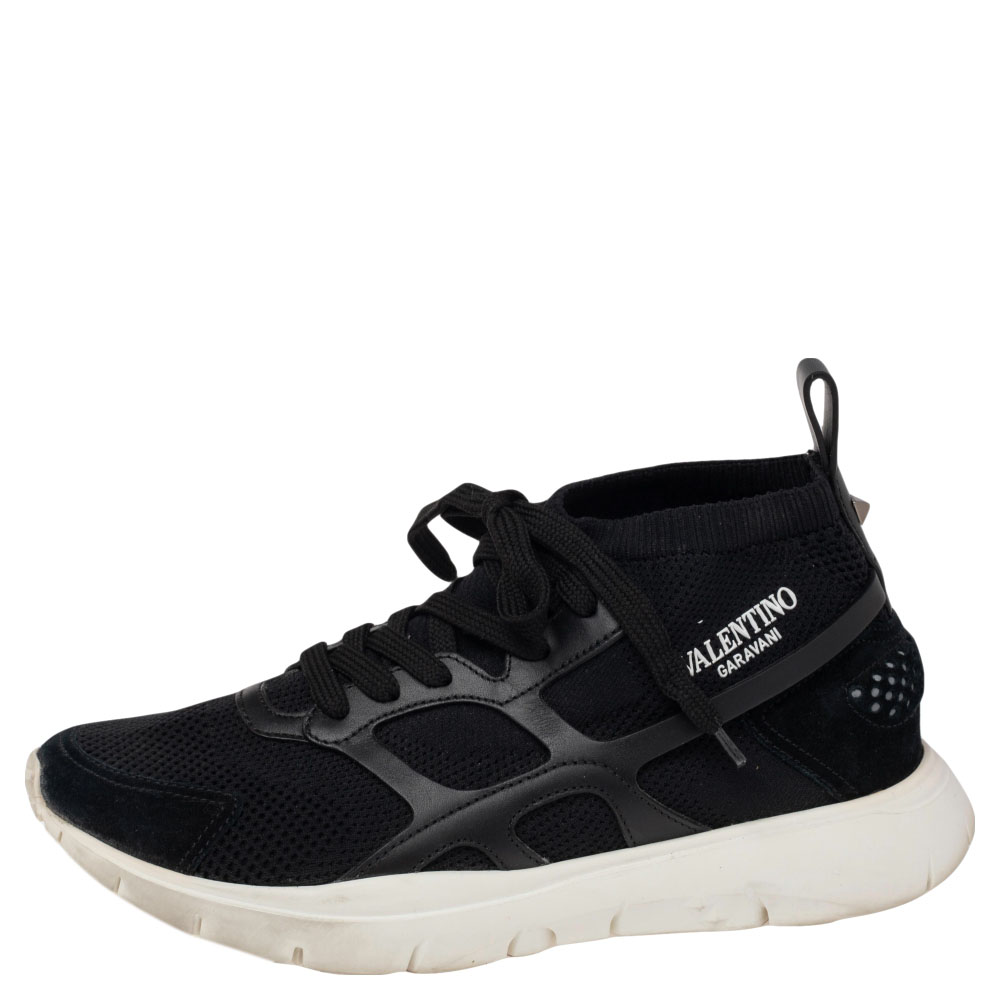 

Valentino Black Fabric Sound High Top Sneakers Size