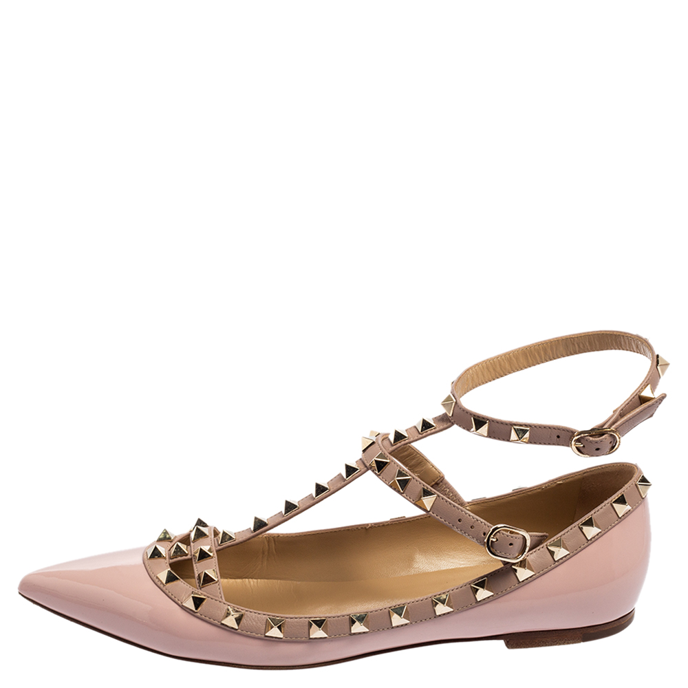 

Valentino Pink Patent Leather Rockstud Caged Ballet Flats Size
