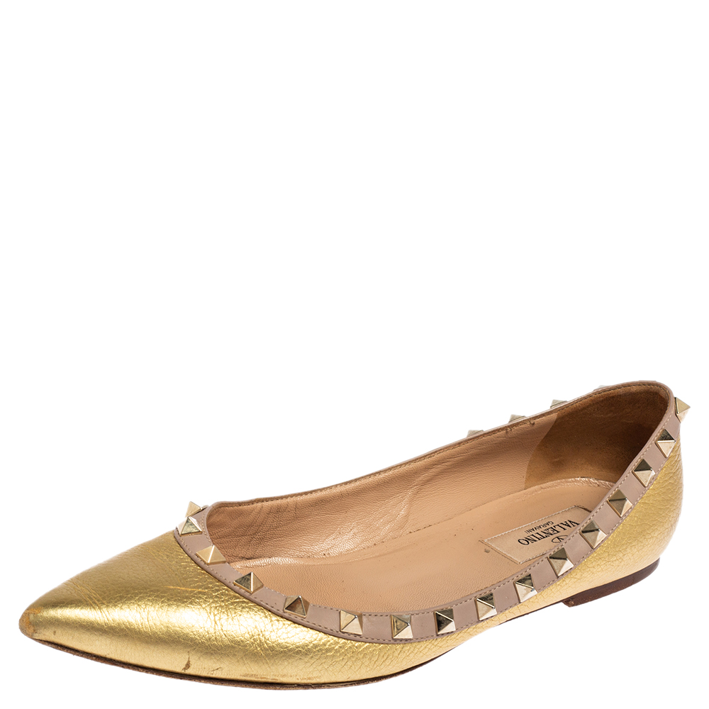 gold valentino flats