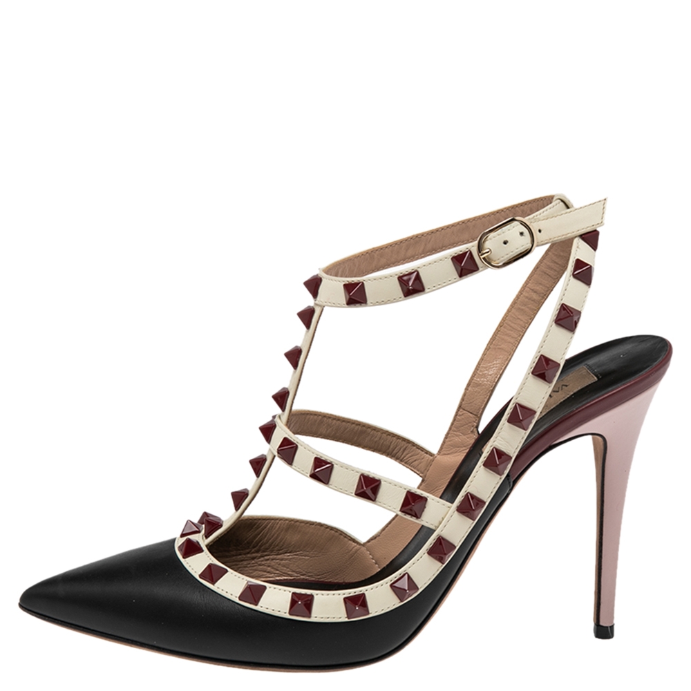 

Valentino Multicolor Leather Rockstud Pointed Toe Ankle Strap Sandals Size