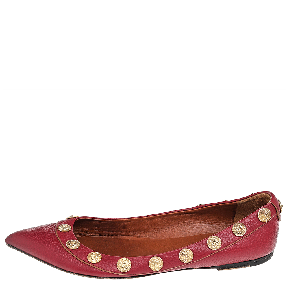 

Valentino Red Leather Gryphon Ballet Flats Size