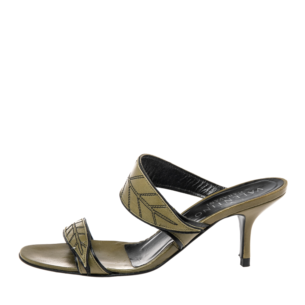 

Valentino Green Leather Mule Sandals Size